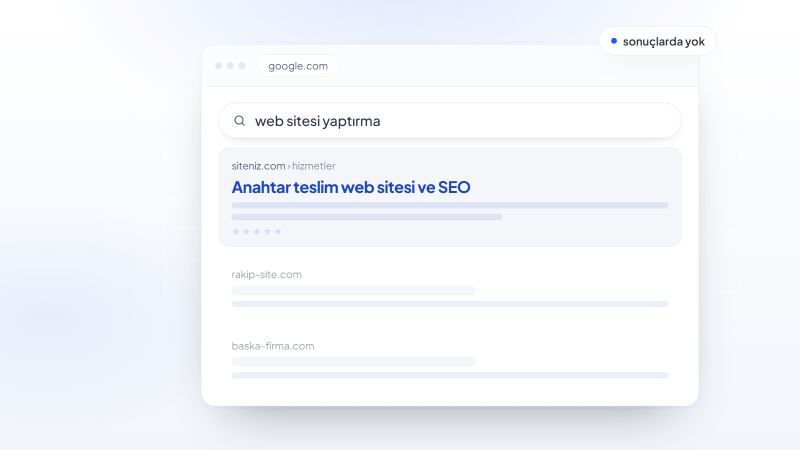 Arama sonuçlarında görünmeyen site temsili