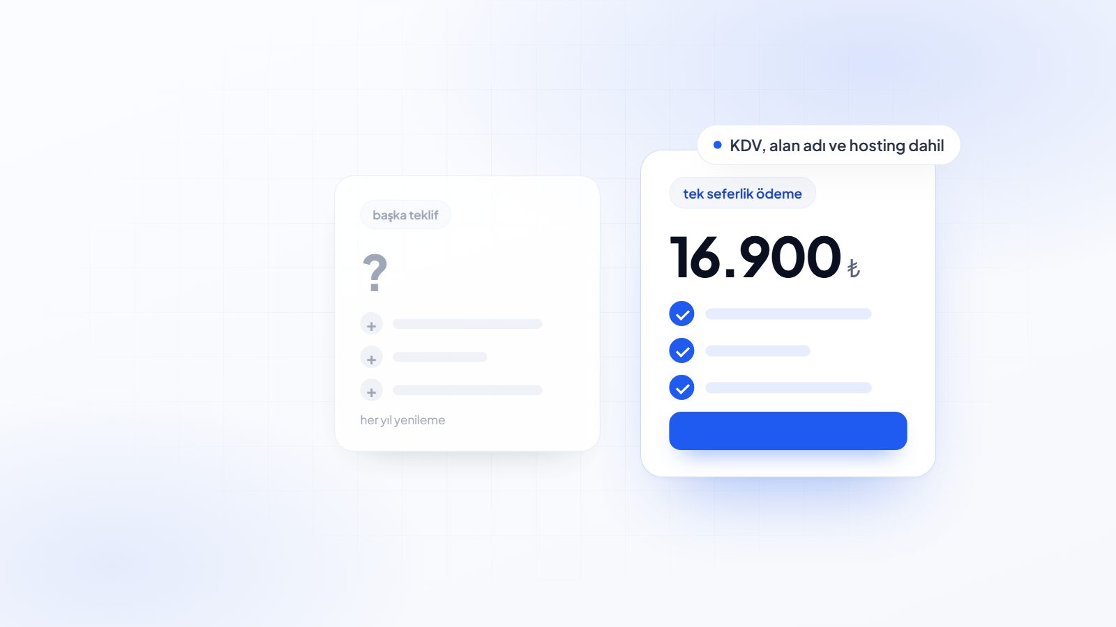 Web sitesi fiyat kartı temsili