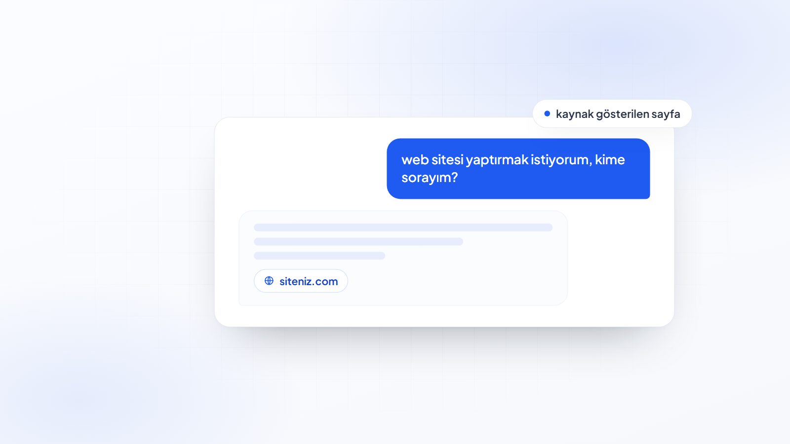 Yapay zekâ sohbetinde kaynak gösterilen site temsili