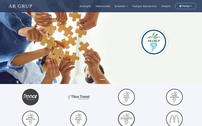 Ar Grup web sitesinin ana sayfa görünümü