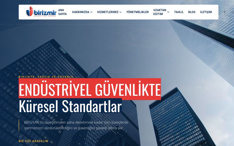 Bir İzmir Şirketler Grubu web sitesinin ana sayfa görünümü