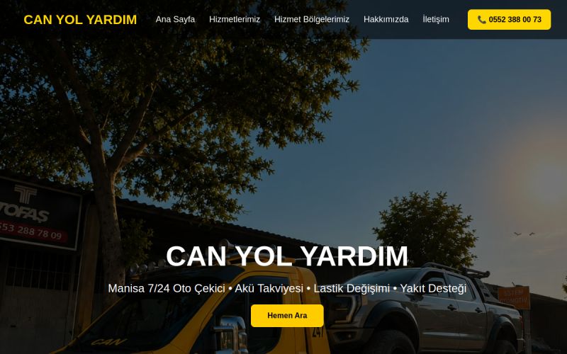 Can Yol Yardım web sitesinin ana sayfa görünümü