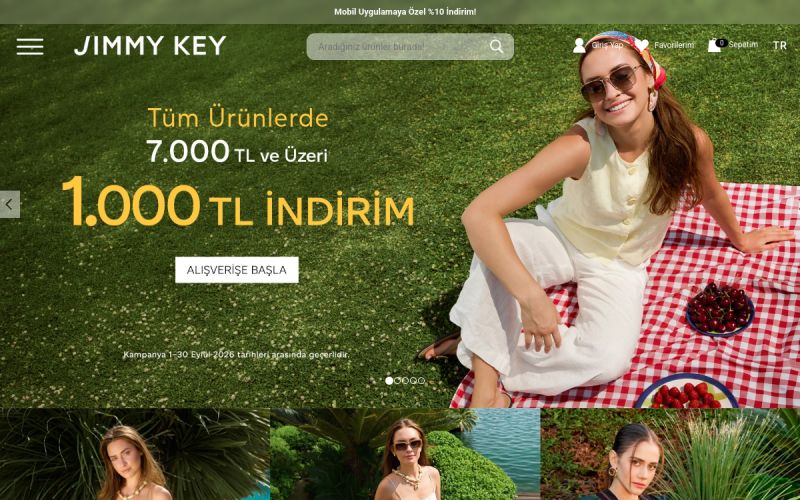 Jimmy Key web sitesinin ana sayfa görünümü