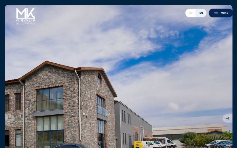 MK Group web sitesinin ana sayfa görünümü