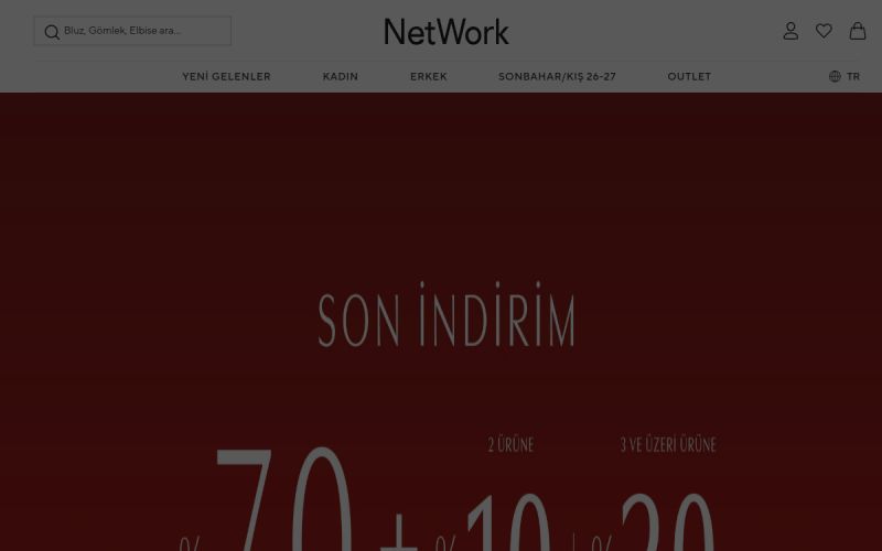 NetWork web sitesinin ana sayfa görünümü